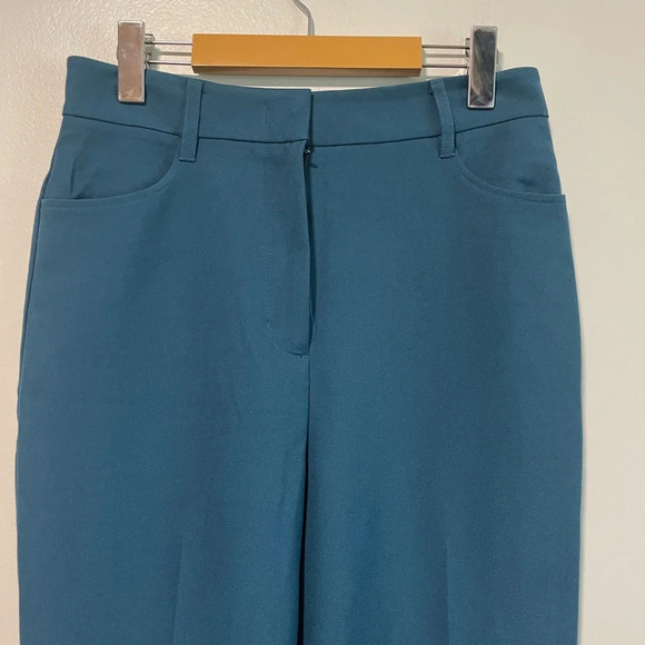Oak & Fort Teal Back Slit Slim Straight Trouser- Size 8 - Picture 4 of 9